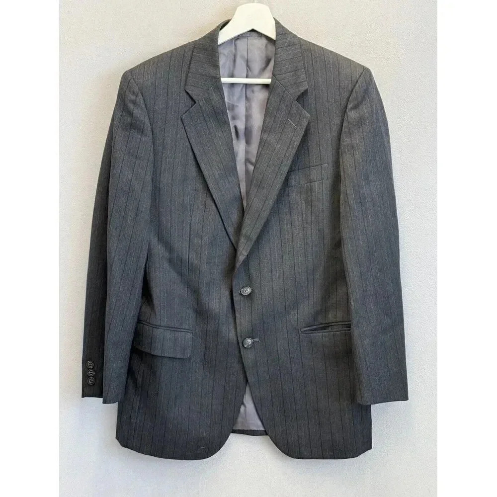 Vintage Verticale Men's Sz 40R Black Pinstripe 100%‎ Pure Wool Blazer